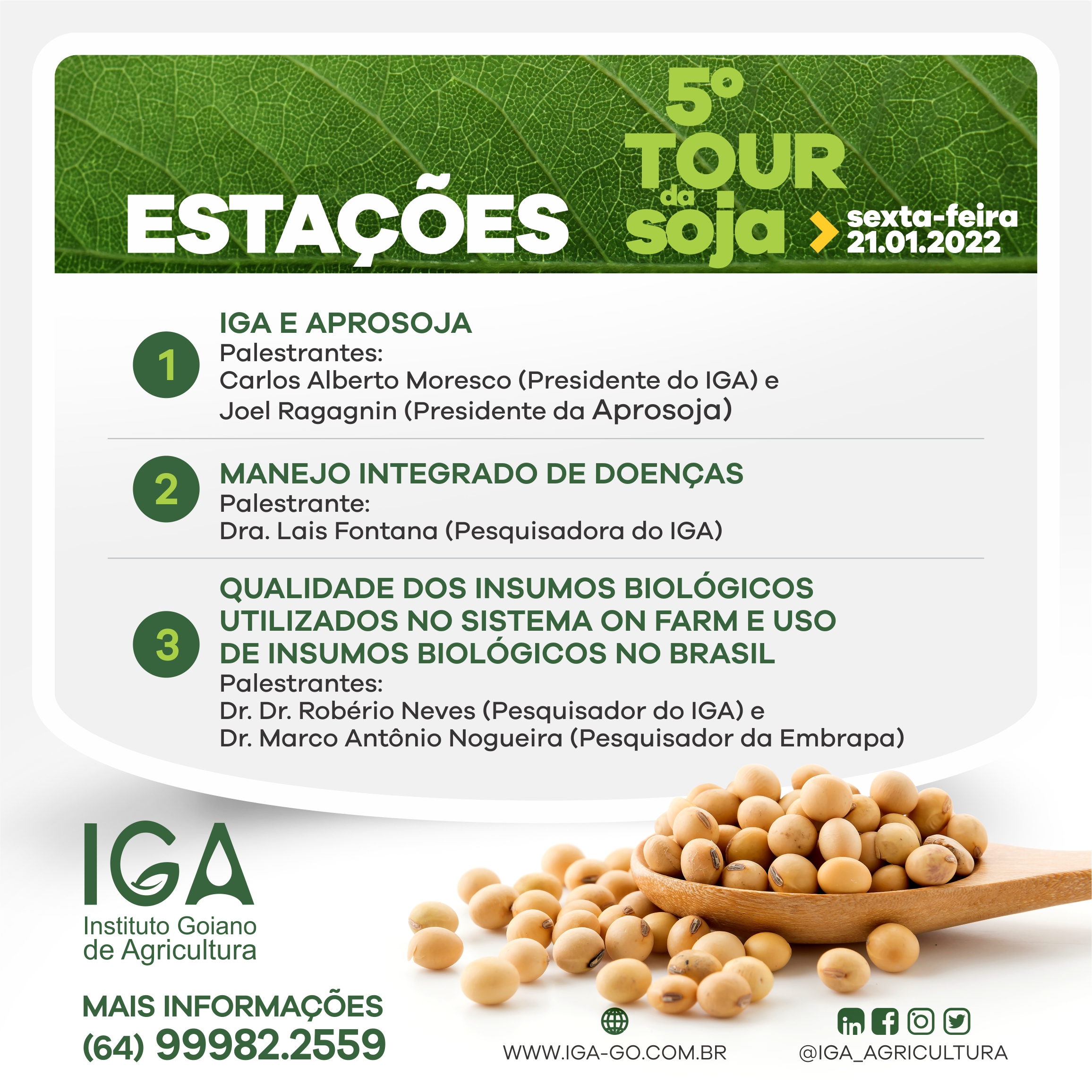 IGA Instituto Goiano de Agricultura Tour da Soja traz palestras